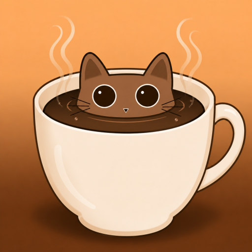 Taza app icon, a cat relaxing in a warm cup